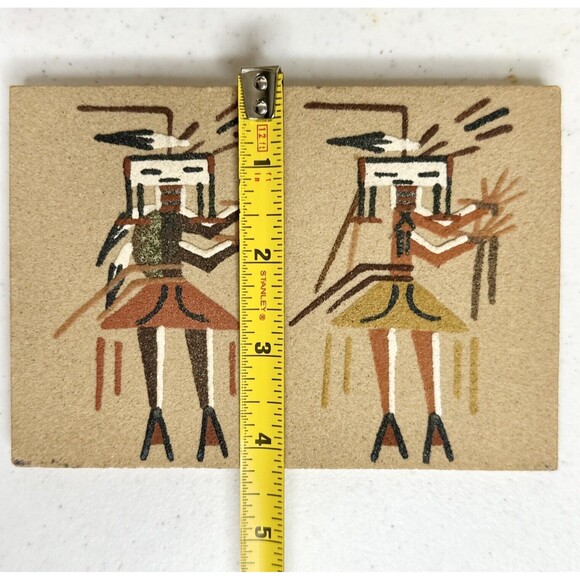 Set Of 3 Navajo Sand Painting Art 5 x 7 Signed designed Cedar Box - Picture 10 of 13
